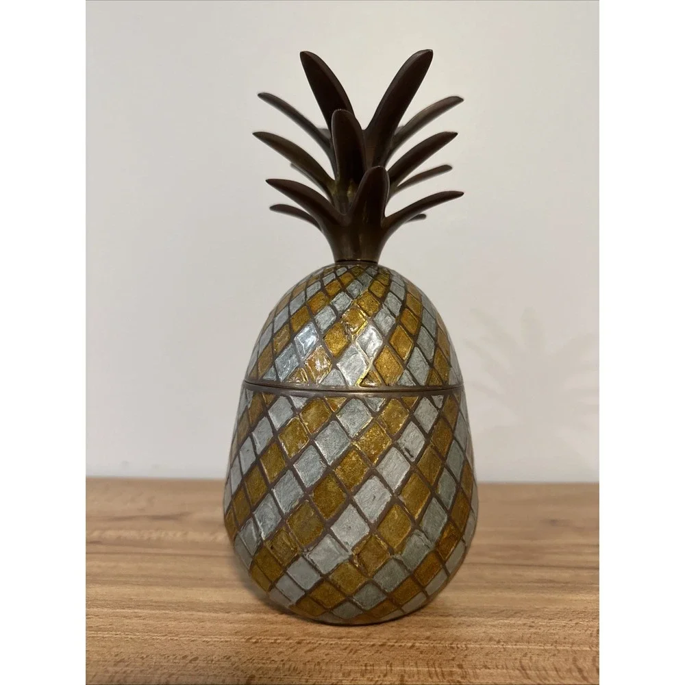 Mid Century Modern Pineapple Pina Colada Cup Jar With Lid Mosaic Retro Tiki MCM